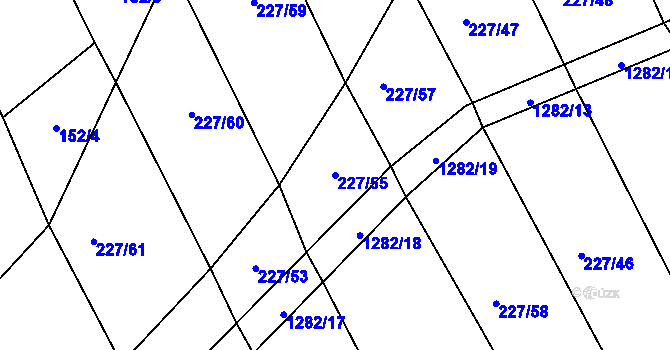 Parcela st. 227/55 v KÚ Černé Voděrady, Katastrální mapa