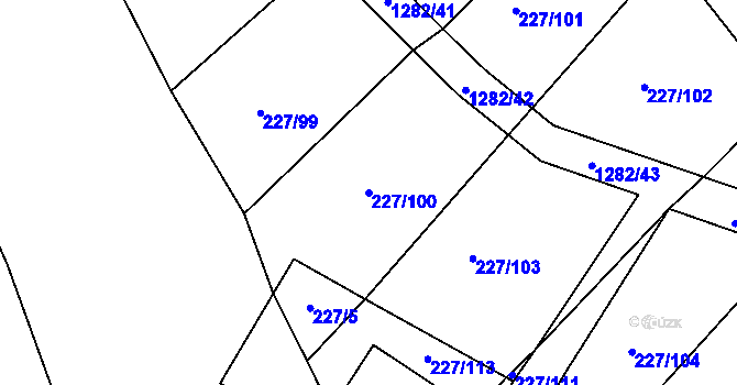 Parcela st. 227/100 v KÚ Černé Voděrady, Katastrální mapa