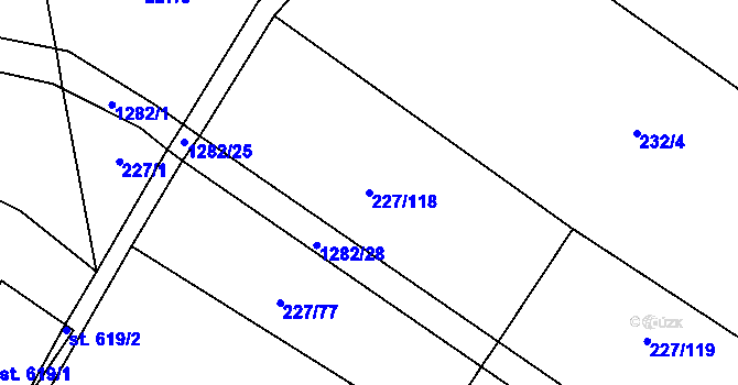 Parcela st. 227/118 v KÚ Černé Voděrady, Katastrální mapa