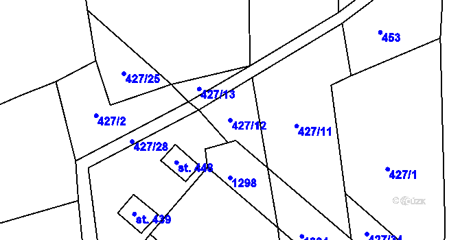 Parcela st. 427/12 v KÚ Černé Voděrady, Katastrální mapa