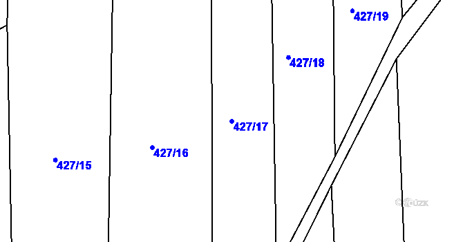 Parcela st. 427/17 v KÚ Černé Voděrady, Katastrální mapa