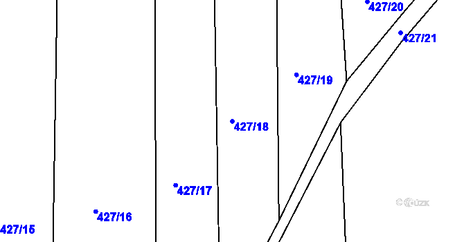 Parcela st. 427/18 v KÚ Černé Voděrady, Katastrální mapa