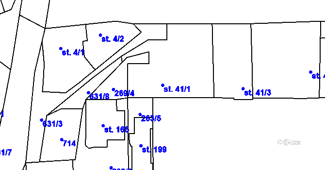 Parcela st. 41/1 v KÚ Černěves, Katastrální mapa