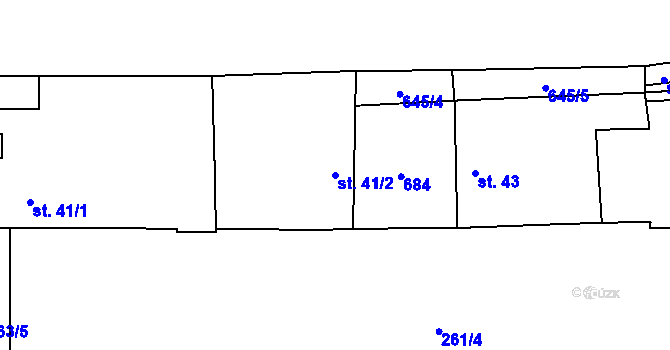 Parcela st. 41/2 v KÚ Černěves, Katastrální mapa