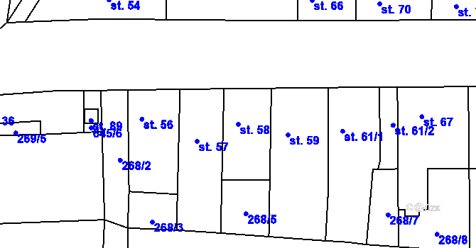 Parcela st. 58 v KÚ Černěves, Katastrální mapa
