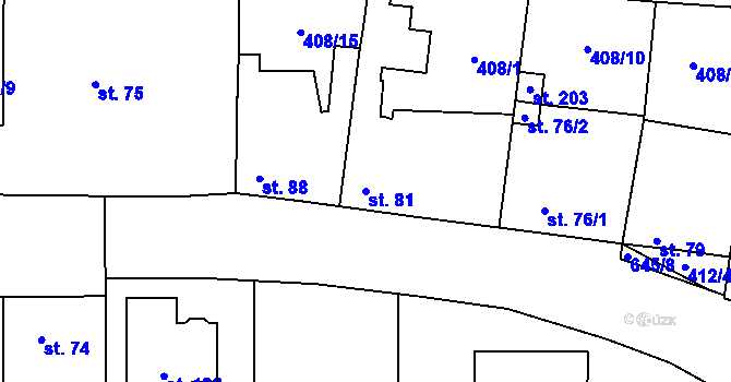 Parcela st. 81 v KÚ Černěves, Katastrální mapa