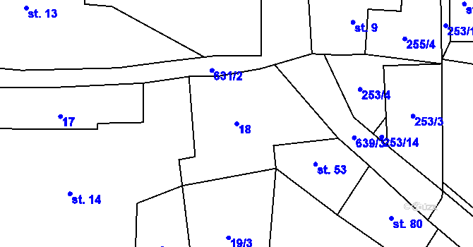 Parcela st. 18 v KÚ Černěves, Katastrální mapa