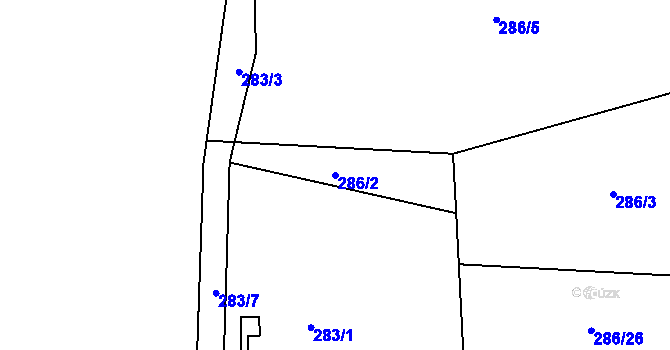 Parcela st. 286/2 v KÚ Černěves, Katastrální mapa