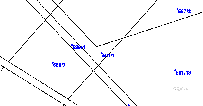 Parcela st. 561/1 v KÚ Černěves, Katastrální mapa