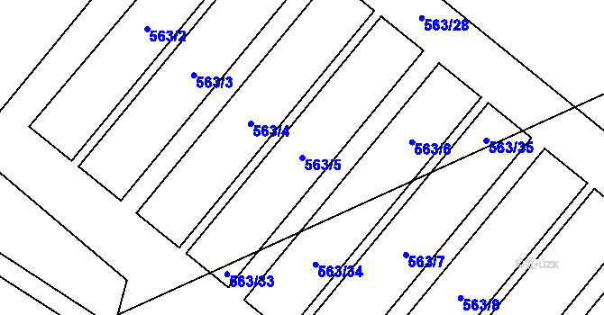 Parcela st. 563/5 v KÚ Černěves, Katastrální mapa