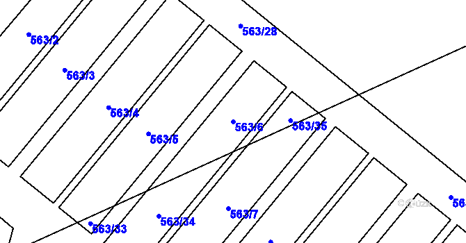 Parcela st. 563/6 v KÚ Černěves, Katastrální mapa