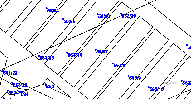 Parcela st. 563/7 v KÚ Černěves, Katastrální mapa