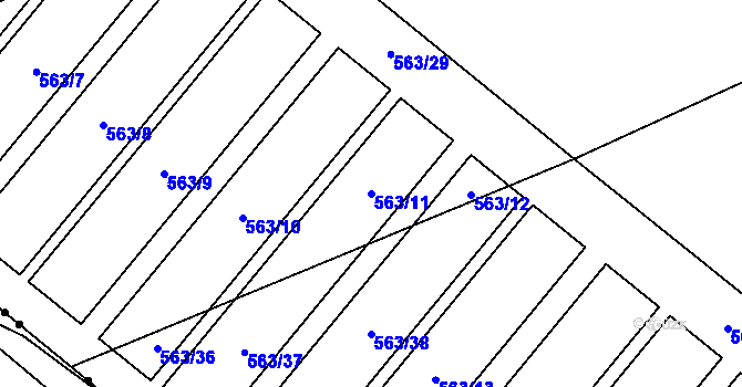 Parcela st. 563/11 v KÚ Černěves, Katastrální mapa