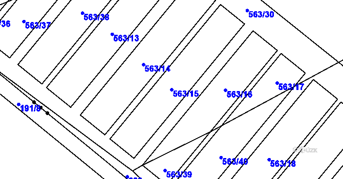 Parcela st. 563/15 v KÚ Černěves, Katastrální mapa