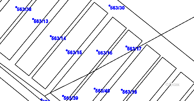 Parcela st. 563/16 v KÚ Černěves, Katastrální mapa