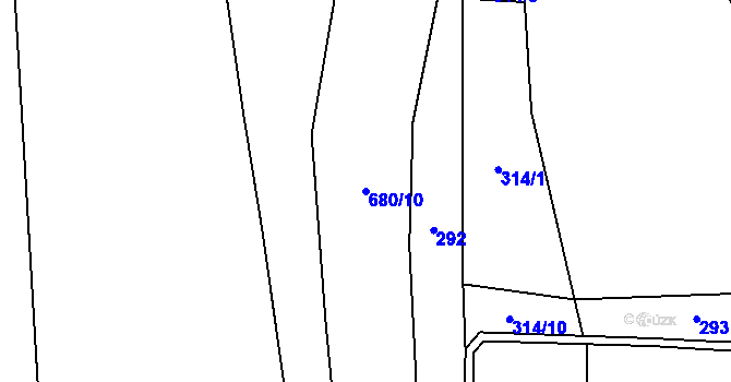 Parcela st. 680/10 v KÚ Černěves, Katastrální mapa