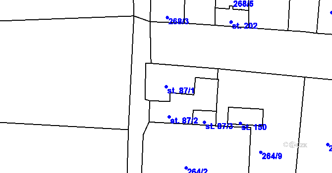 Parcela st. 87/1 v KÚ Černěves, Katastrální mapa