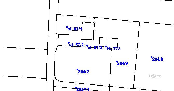 Parcela st. 87/3 v KÚ Černěves, Katastrální mapa