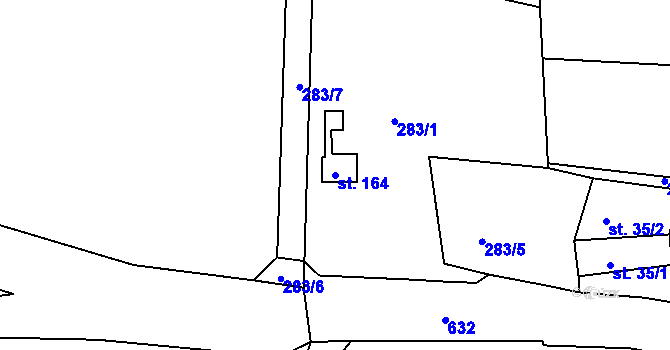 Parcela st. 164 v KÚ Černěves, Katastrální mapa