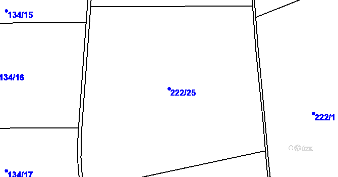 Parcela st. 222/25 v KÚ Černěves, Katastrální mapa