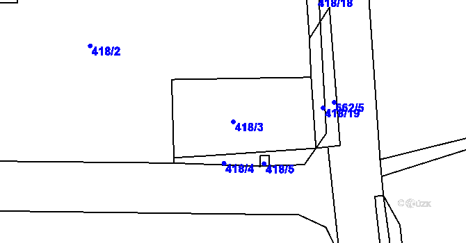 Parcela st. 418/3 v KÚ Černěves, Katastrální mapa
