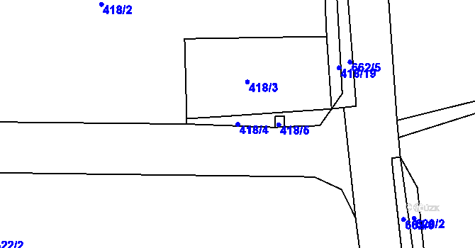 Parcela st. 418/4 v KÚ Černěves, Katastrální mapa