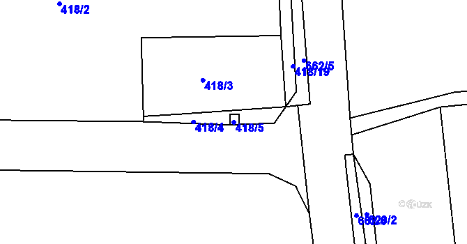 Parcela st. 418/5 v KÚ Černěves, Katastrální mapa