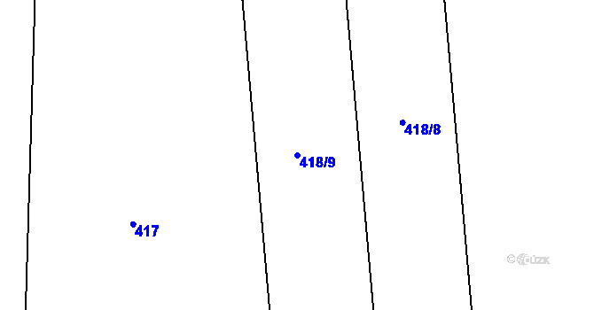 Parcela st. 418/9 v KÚ Černěves, Katastrální mapa