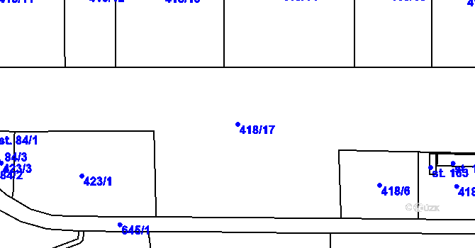 Parcela st. 418/17 v KÚ Černěves, Katastrální mapa