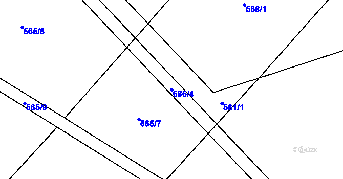 Parcela st. 686/4 v KÚ Černěves, Katastrální mapa