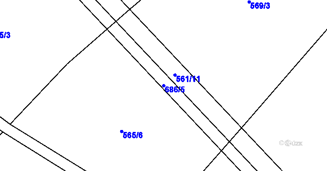 Parcela st. 686/5 v KÚ Černěves, Katastrální mapa