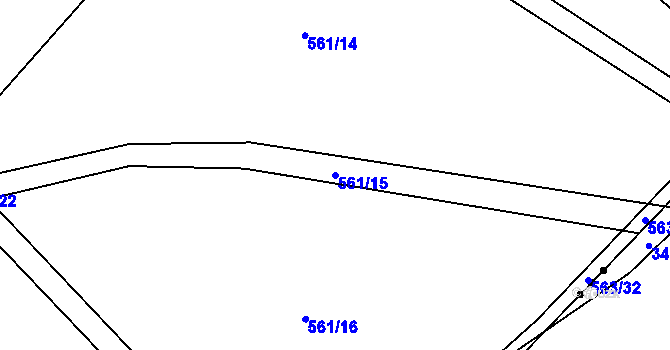 Parcela st. 561/15 v KÚ Černěves, Katastrální mapa