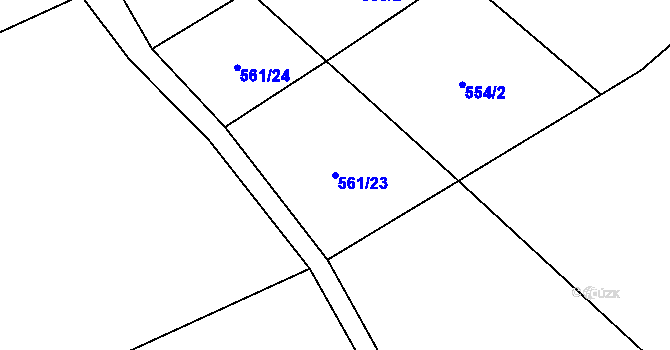 Parcela st. 561/23 v KÚ Černěves, Katastrální mapa