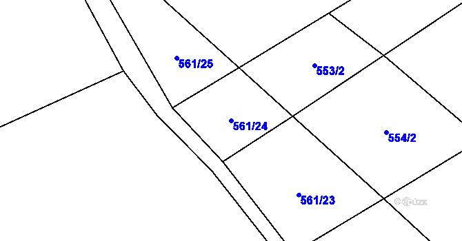 Parcela st. 561/24 v KÚ Černěves, Katastrální mapa
