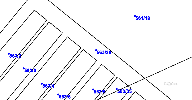 Parcela st. 563/28 v KÚ Černěves, Katastrální mapa