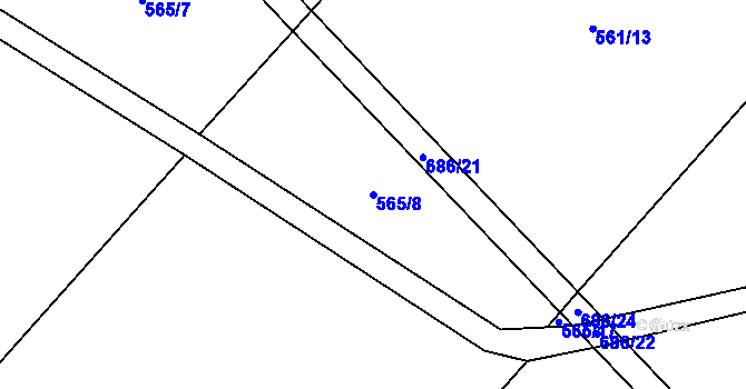 Parcela st. 565/8 v KÚ Černěves, Katastrální mapa