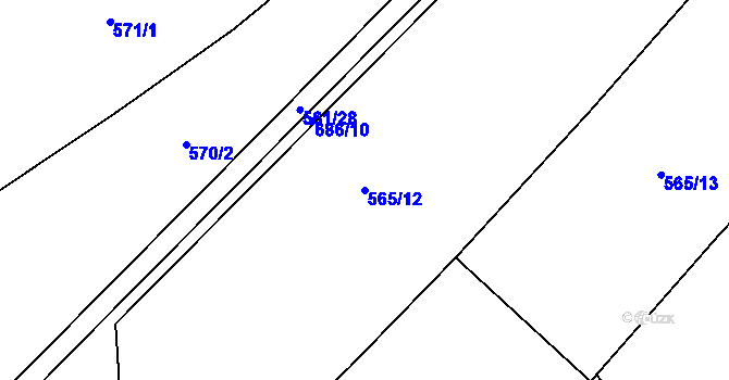 Parcela st. 565/12 v KÚ Černěves, Katastrální mapa