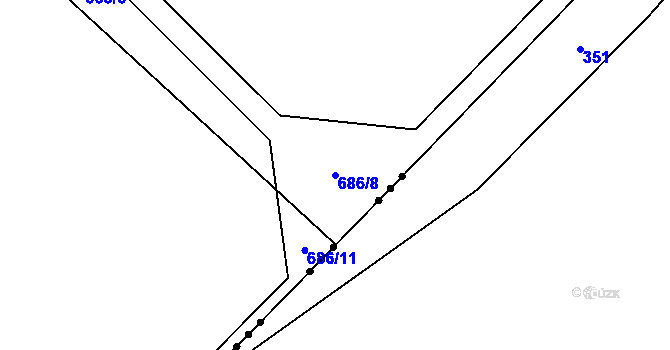 Parcela st. 686/8 v KÚ Černěves, Katastrální mapa