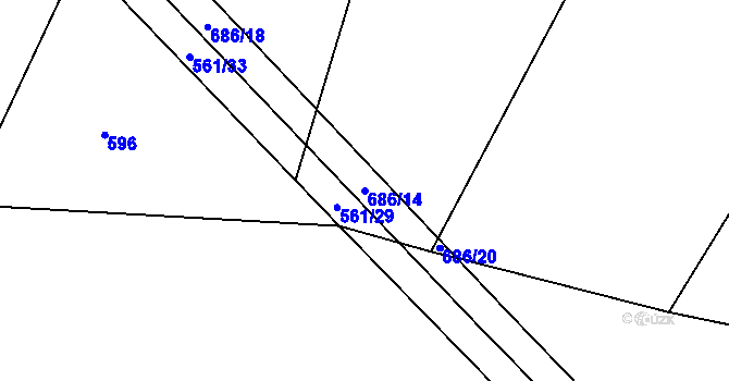 Parcela st. 686/14 v KÚ Černěves, Katastrální mapa