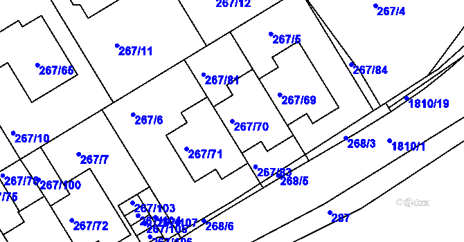 Parcela st. 267/70 v KÚ Černice, Katastrální mapa