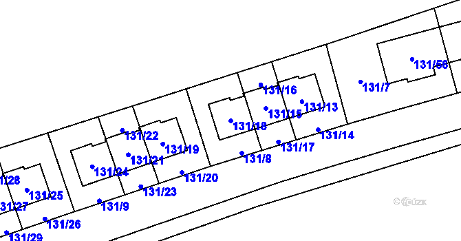 Parcela st. 131/18 v KÚ Černice, Katastrální mapa