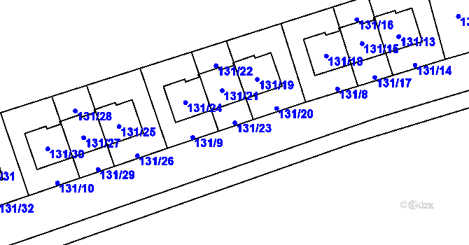 Parcela st. 131/23 v KÚ Černice, Katastrální mapa