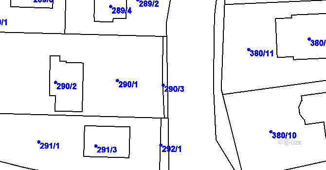 Parcela st. 290/3 v KÚ Černice, Katastrální mapa