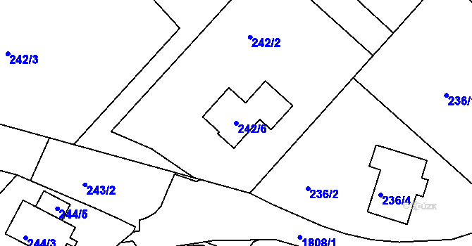 Parcela st. 242/6 v KÚ Černice, Katastrální mapa