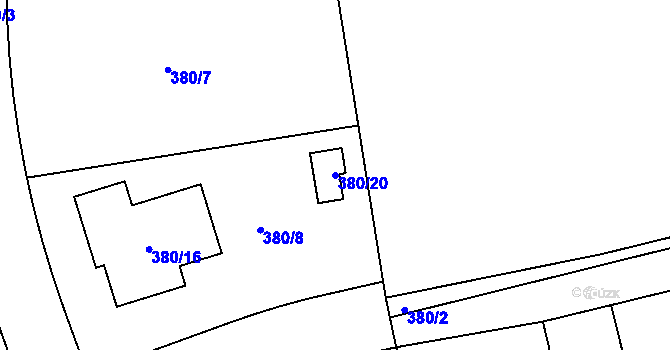 Parcela st. 380/20 v KÚ Černice, Katastrální mapa