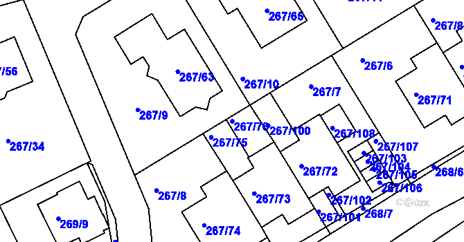 Parcela st. 267/76 v KÚ Černice, Katastrální mapa