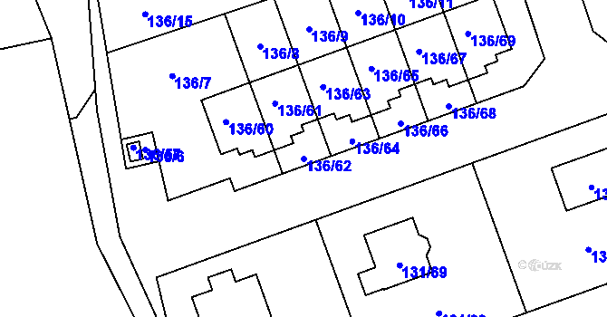 Parcela st. 136/62 v KÚ Černice, Katastrální mapa