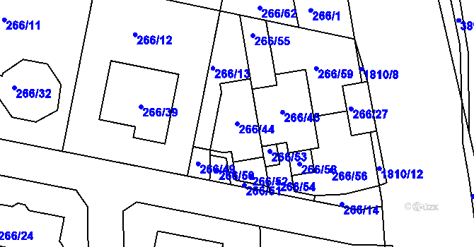 Parcela st. 266/44 v KÚ Černice, Katastrální mapa