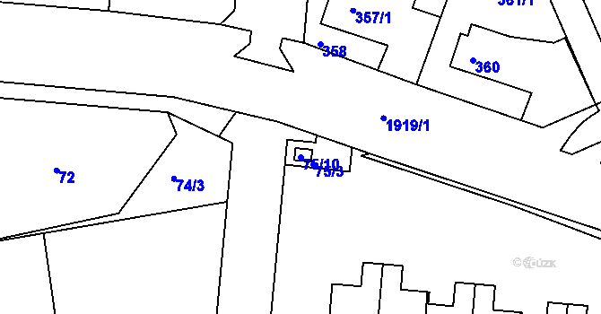 Parcela st. 75/10 v KÚ Černice, Katastrální mapa