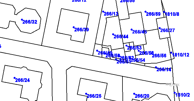 Parcela st. 266/49 v KÚ Černice, Katastrální mapa